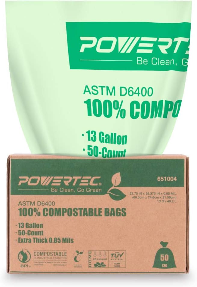 Powertec Astm D6400 Certified Compostable Wholesale 50 A A A Bags Count