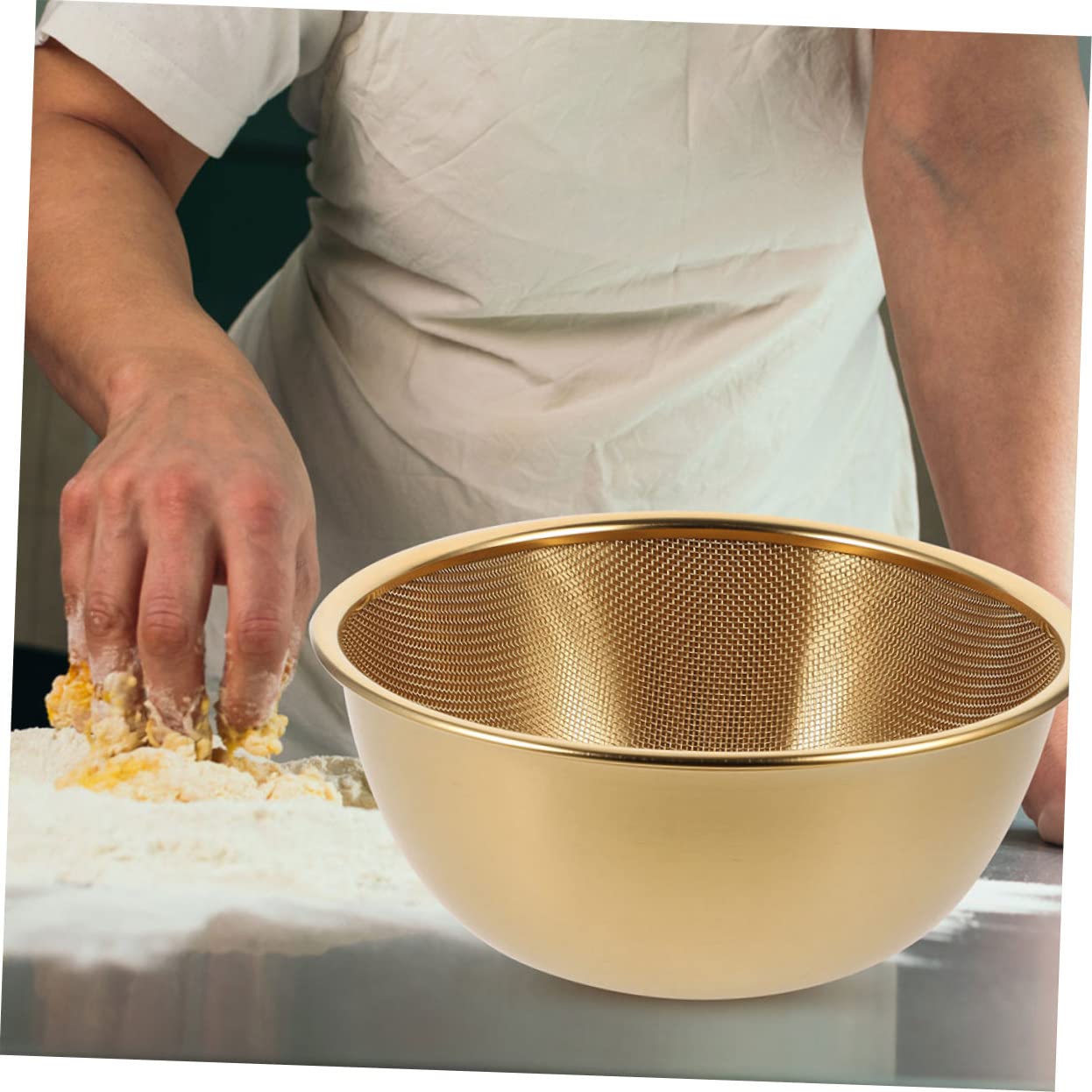 Juego de colr de acero inoxidable de 24 cm, colador de malla fina y cuenco multifuncional, base antideslizante para lavar frutas de arroz y veterinarios, sils de cocina para uso doméstico