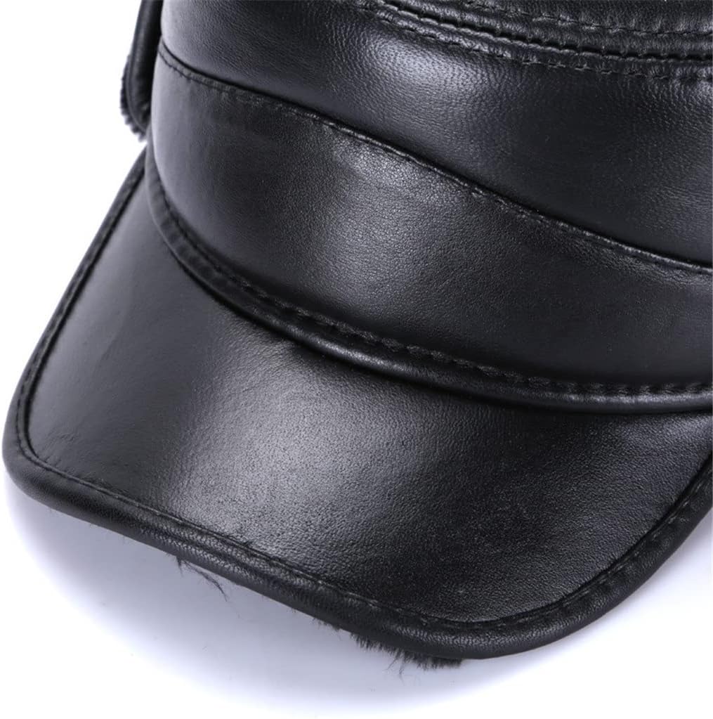 Adult Leather Hat Men's Flat Cap Students Leisure Winter Warm Ear Protection Thickening