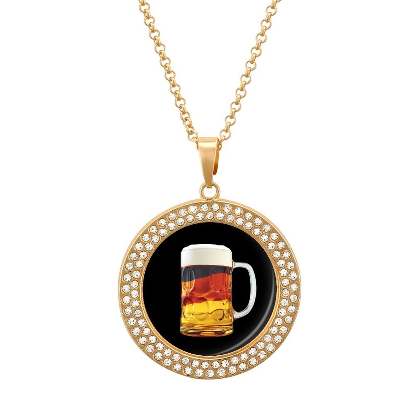 German Flag Beer Stylish Circle Necklace Pendant Multicolored Diamond Necklaces Jewelry Gift for Women