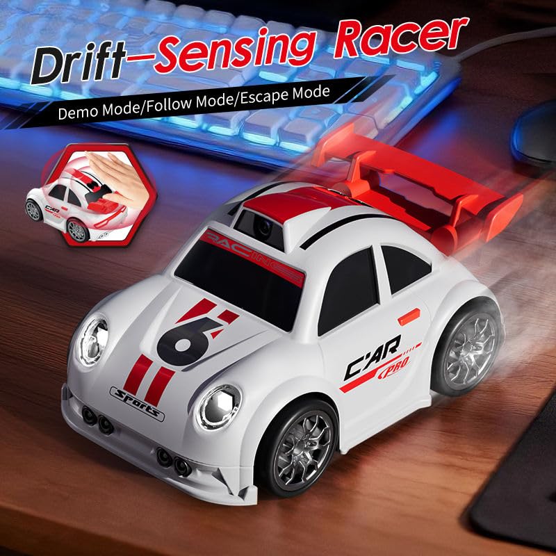 Image of Xiza Mini Smart RC Camera Car - Screen Controller Remote Control Racing Car with LED Lights, Drift Function & Intelligent Follow Sensor Toy for Kids