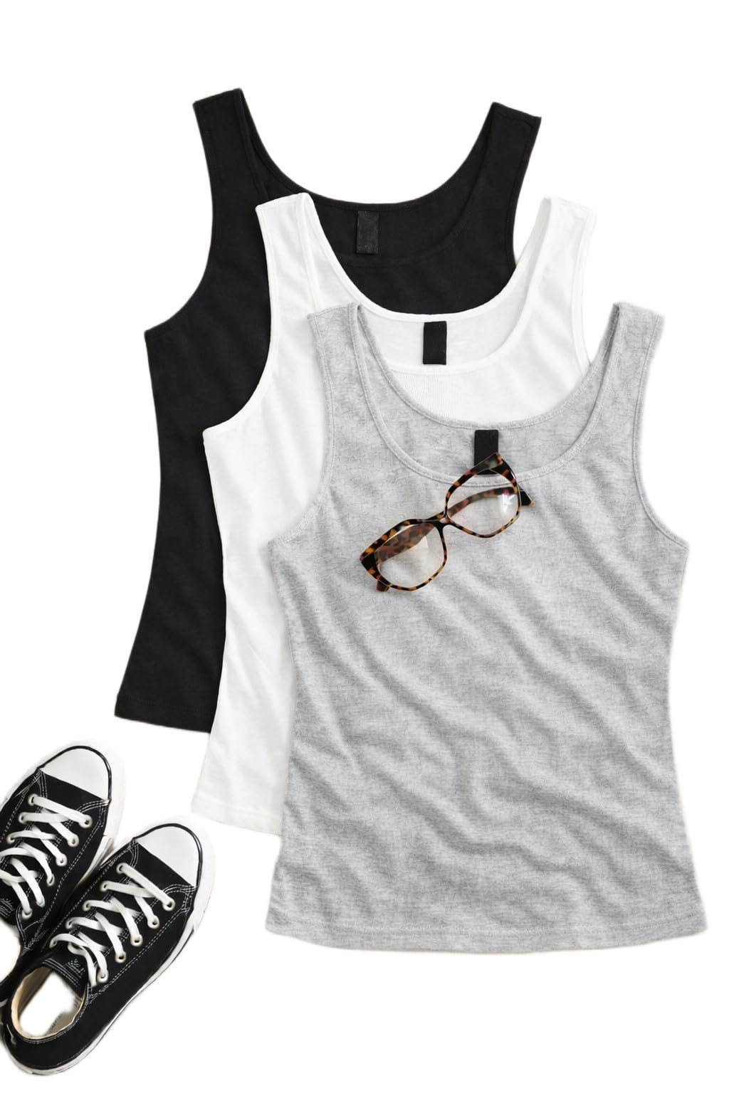 ddaspration Women's 1x1 Rib Cotton Stretch Tank Top Sleeveless Basic Vest Pack of 3-picture-30