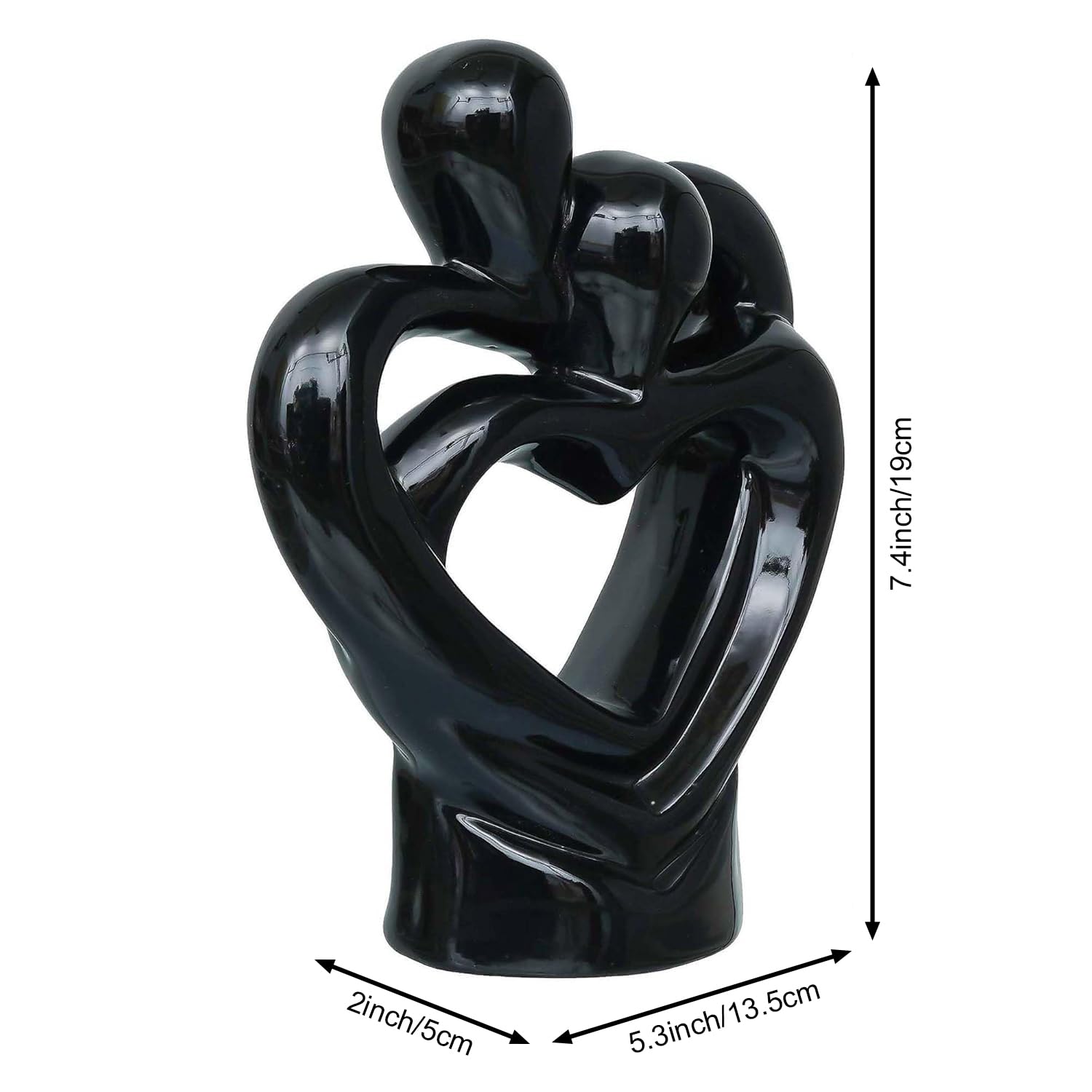 Hugging Couple Sculpture - Romantic Ceramic Figurine -3