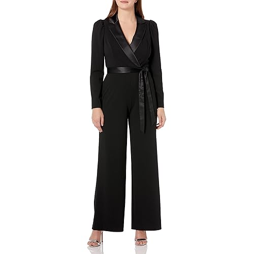 Adrianna Papell womens Knit Crepe Tuxedo Jumpsuit