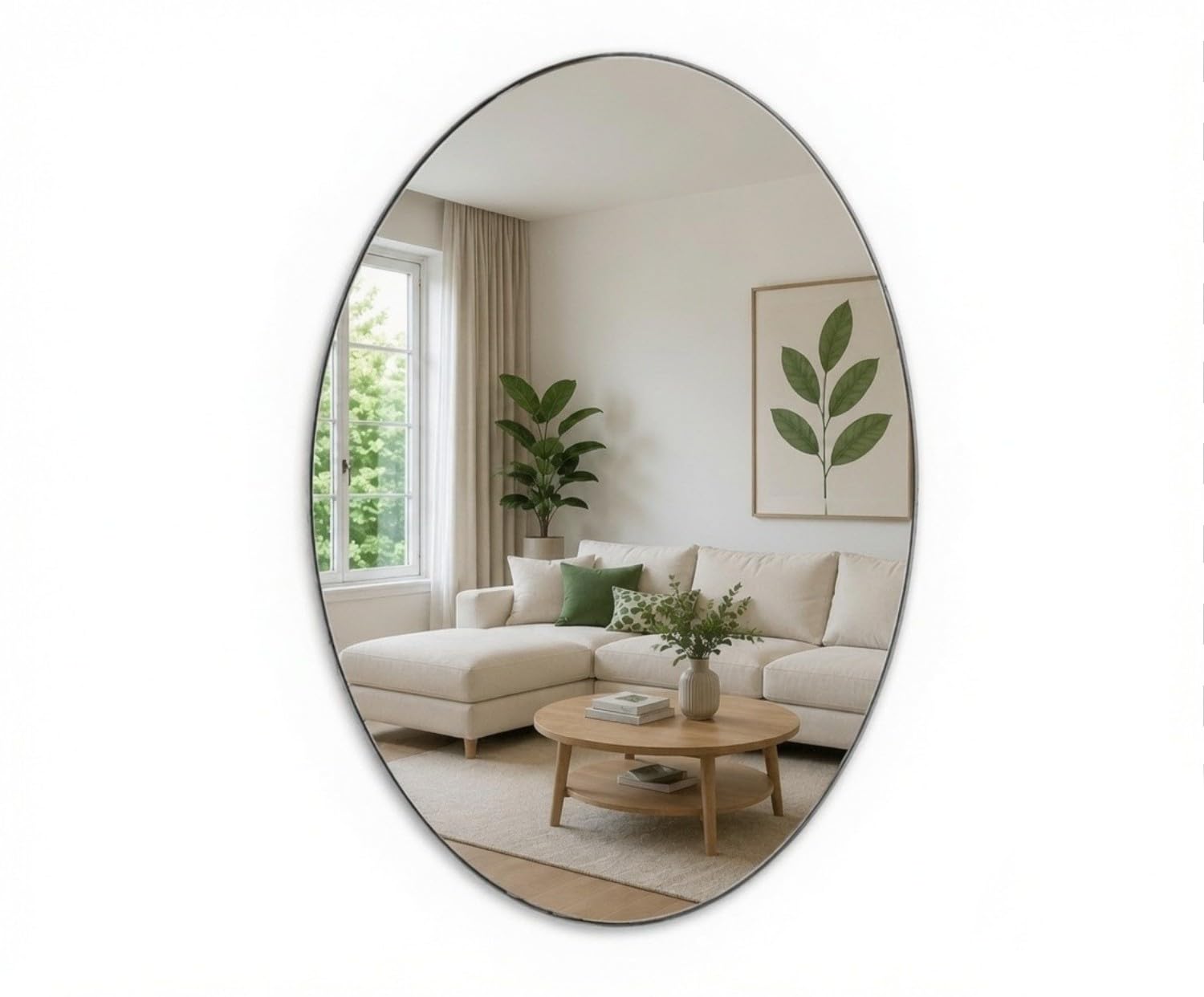 Oval Shape Acrylic Adhesive Mirror Sticker for Wall Full Length | Both Side Sticker, For Tiles & Bedroom, Living Room & Basin, Bathroom Wall Decor, Flexible Acrylic Mirror-picture-38