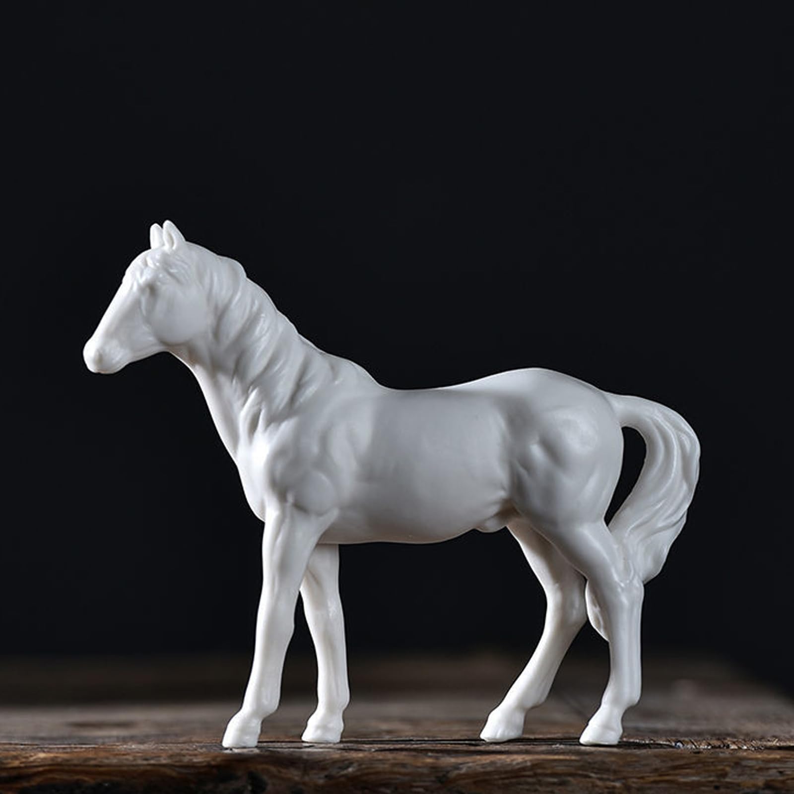 Wxmyozr B White Porcelain Horse Statues, 4 Inch Ceramic White Horse Figurines Desktop Ornaments Home Decor Small Animal Garden Decor,