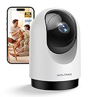 WOLFANG WS03 Telecamera di Sicurezza WiFi Interna 2K 3MP, Telecamera PTZ 360° con