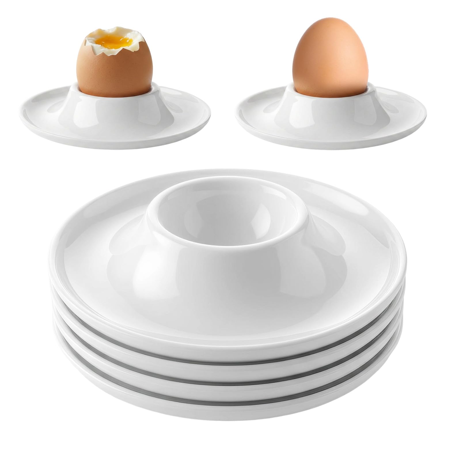 6 Pcs Egg Cups, Egg Holder Set Soft Hard Boiled Egg Cup, Classic Style Egg Holders, Portable and Stackable Egg Stand Plate for Daily Dining, Kitchen Storage, Family Gathering, Camping&Outdoor Picnic