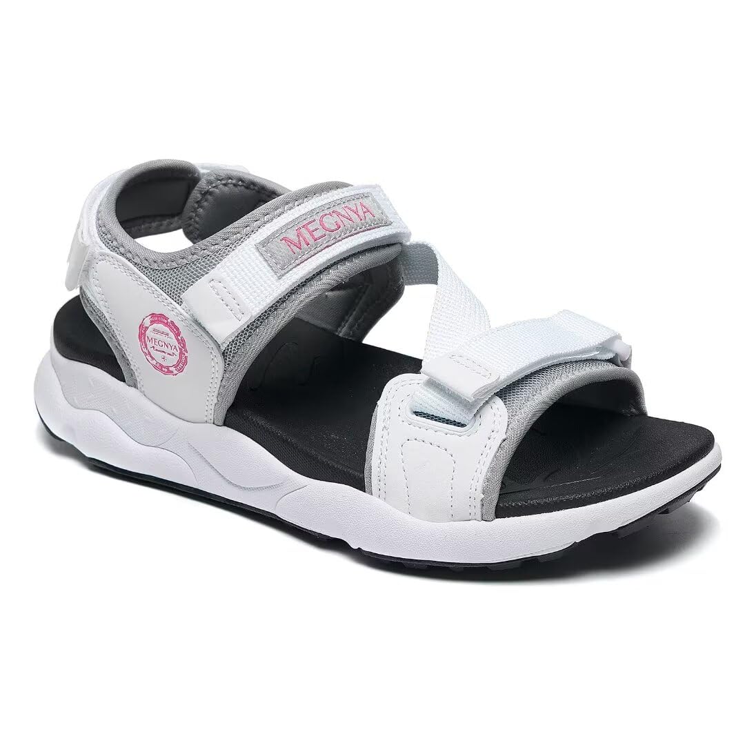 MEGNYAComfortable Womens Hiking Sandals, Casual Thick Sole Walking Sandals, Extra Non-Slip Outdoor Sandals with Adjustable Hook and Loop Straps for Beach, Summer, River