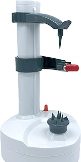 Pelamatic - Éplucheur Électrique | Lame Inox Durable | Base Antidérapante | Facile à Nettoyer | Éplucheur Fruits et Légumes | Économe Electrique, Blanc, Acier Inoxydable, Plastique