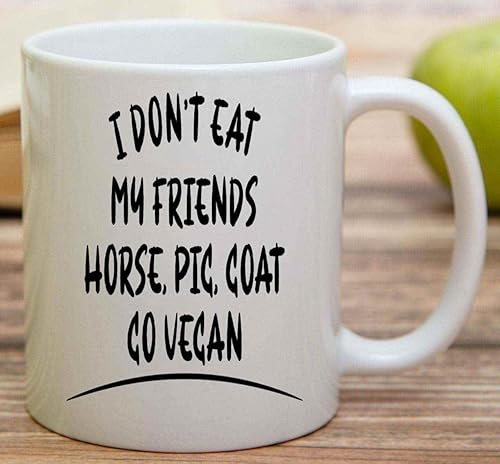 Miniatura 5 de Novelty Gift Ethical Green Eater Gift for Vegetarians, for a Nephew's Wedding - I Do Not Eat My Friends Plant-based Quote on 11 Oz White Ceramic