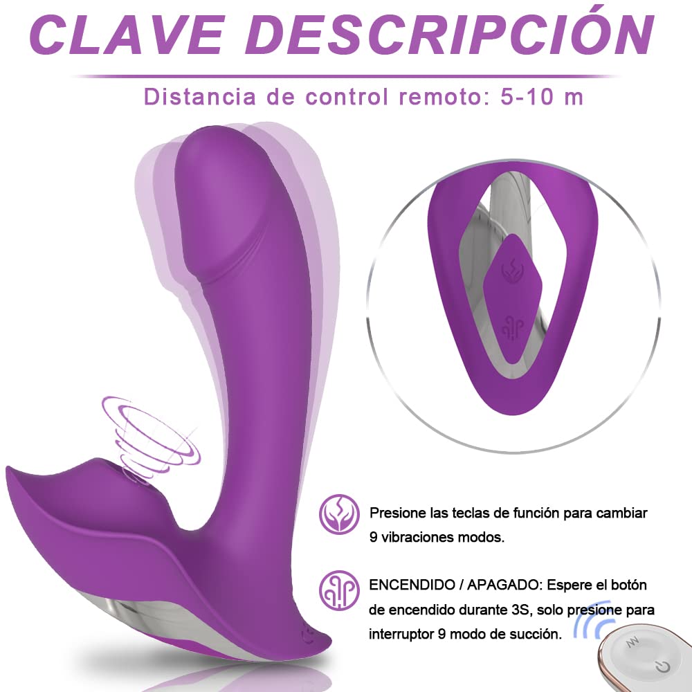 vibradorador mujer juguetes eróticos, Succionador Clítoris Vibrador femenino,Vibradores Punto G con control remoto, 9 * 9 modos, consoladores para mujer con vibración juguetes sexuales