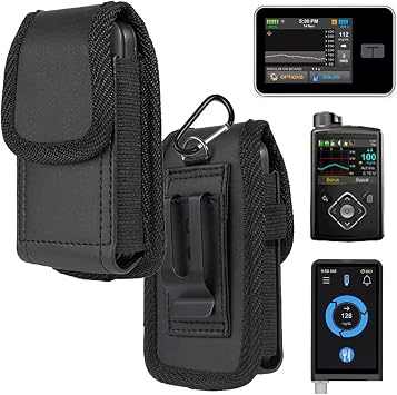 Insulin Pump Belt Case, Pouch Holster with Belt Clip & Carabiner Carrying Case Compatible with Tandem TSlim X2 Insulin Pump/Medtronic MiniMed 780G 770G 670G 630G 640G / iLet Bionic Pancreas