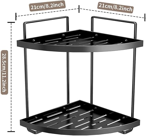 Miniatura 6 de YIWANFW Organizador esquinero de baño, estante de esquina de oro negro, encimera de baño, organizador de fregadero de baño de 2 niveles, estante de