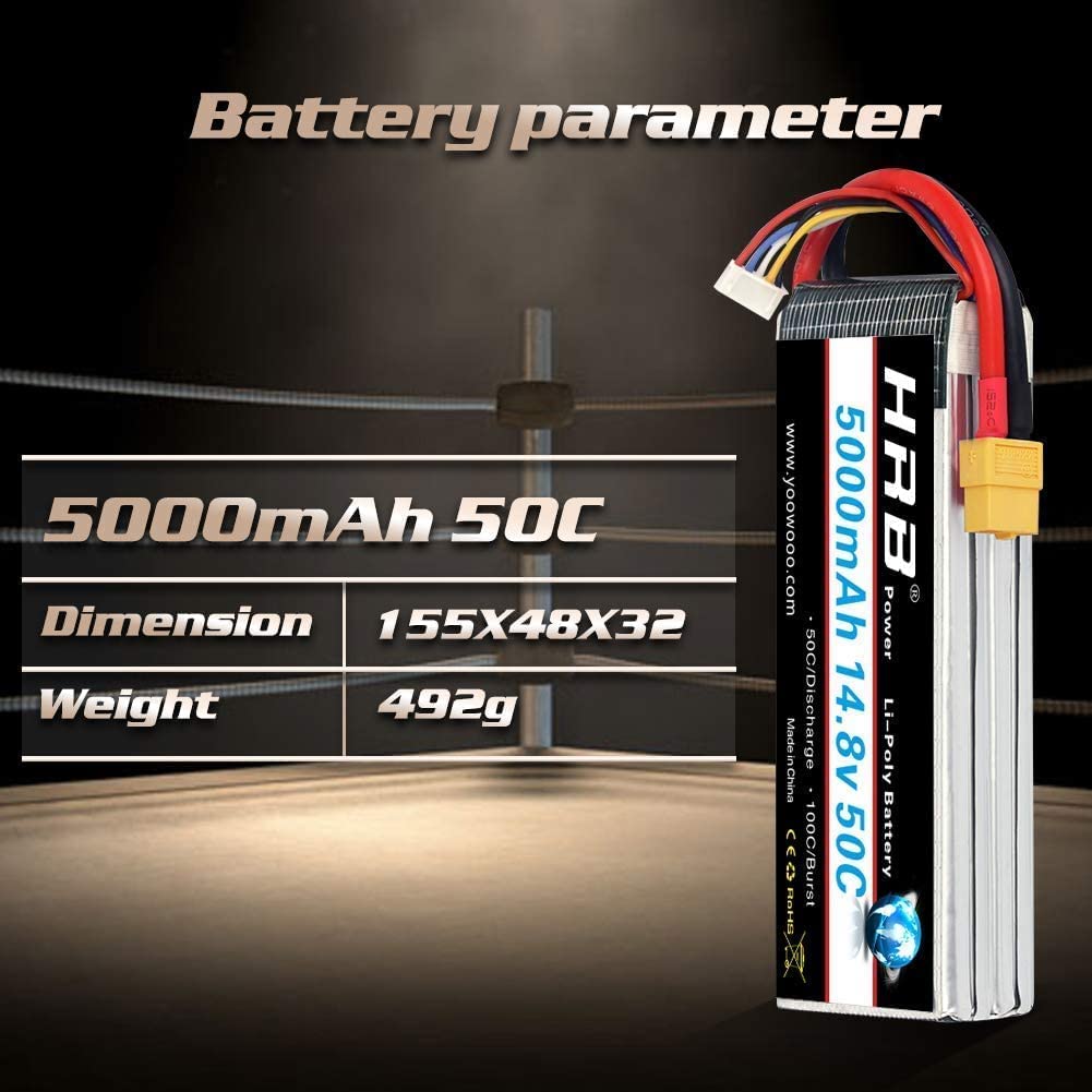 HRB RC Bateria Lipo 4S 50C 14,8 V 5000 mAh XT90 do modeli modeli dronów samolot helikopter samochód ciężarówka ciężarówka łódź