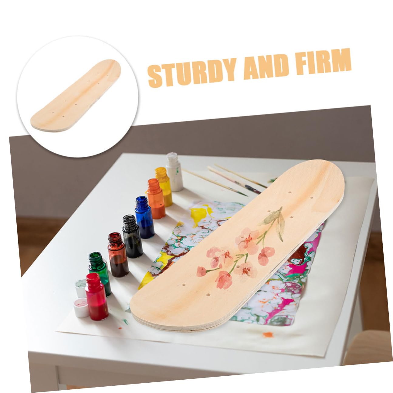 2 Stück Blanko Skateboarddecks aus Holz Beidseitig Bemalbar für Kinder für Kindergarten Kunstprojekte