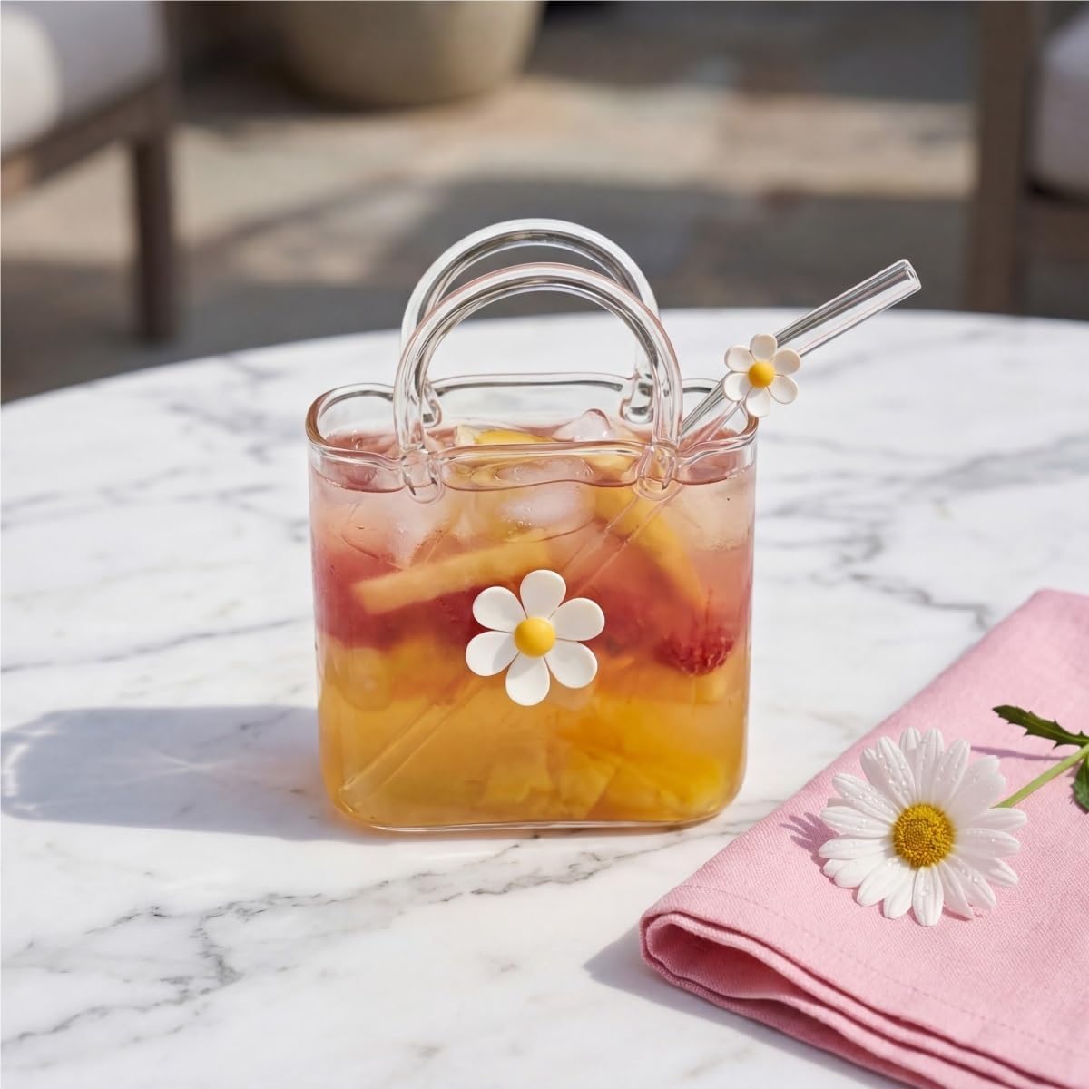Glass Purse Cup,GlassPurse for Drinks，Glass Purse for Drinks Creative Cute Handbag Shaped Cocktail Glass Cups for Fruit Juice, Tea, Flowers