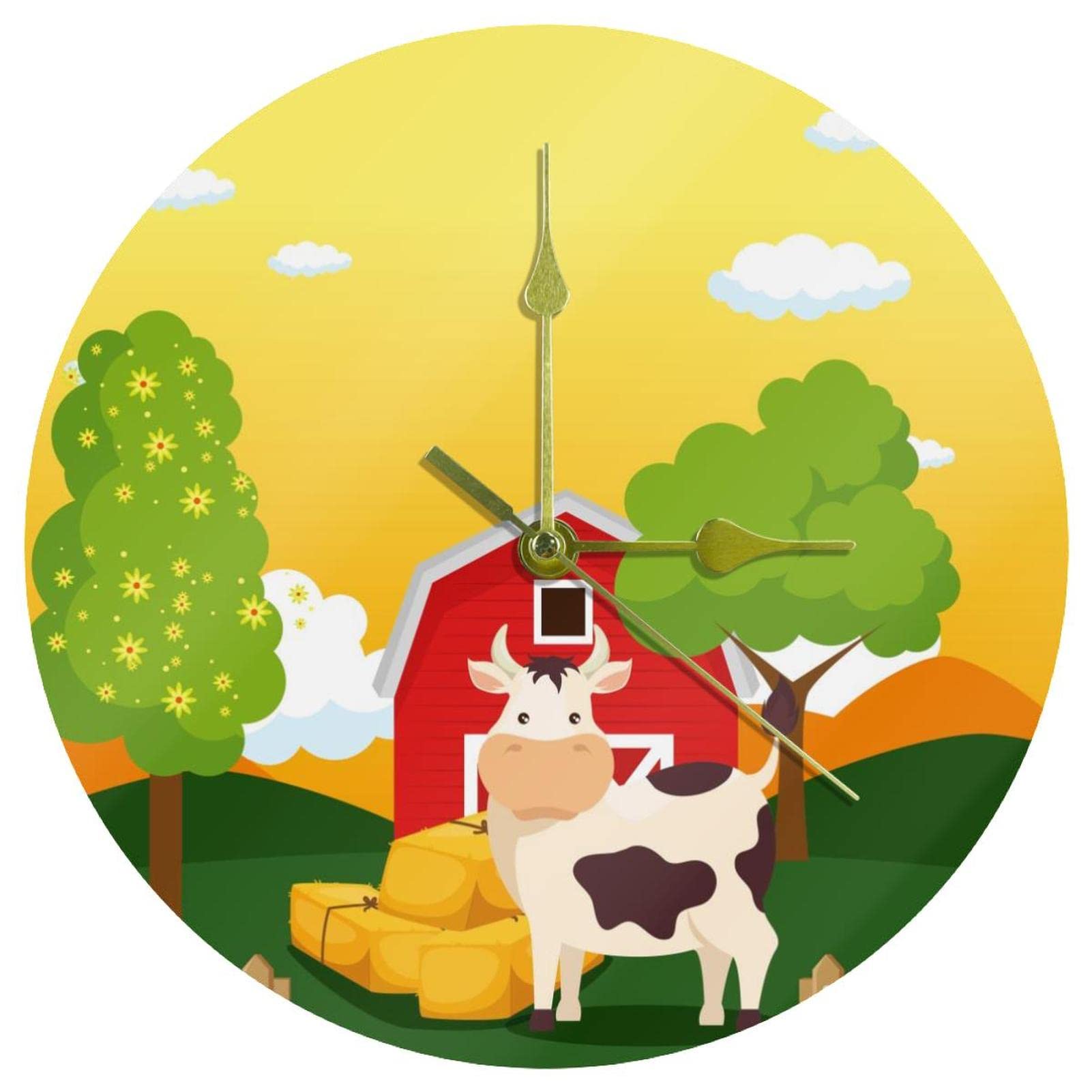 Horloge sans tic-tac motif campagne pour retrouver le calme et le sommeil en chambre