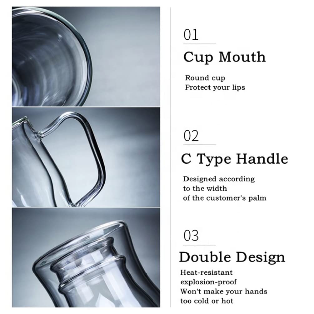 Jarras De Cerveza Vaso de degustación de cerveza, copas de vino de cerveza de gran capacidad, tazas de agua, taza de té, vasos de vidrio de doble fondo, vasos para beber para fiesta de cerveza Vaso
