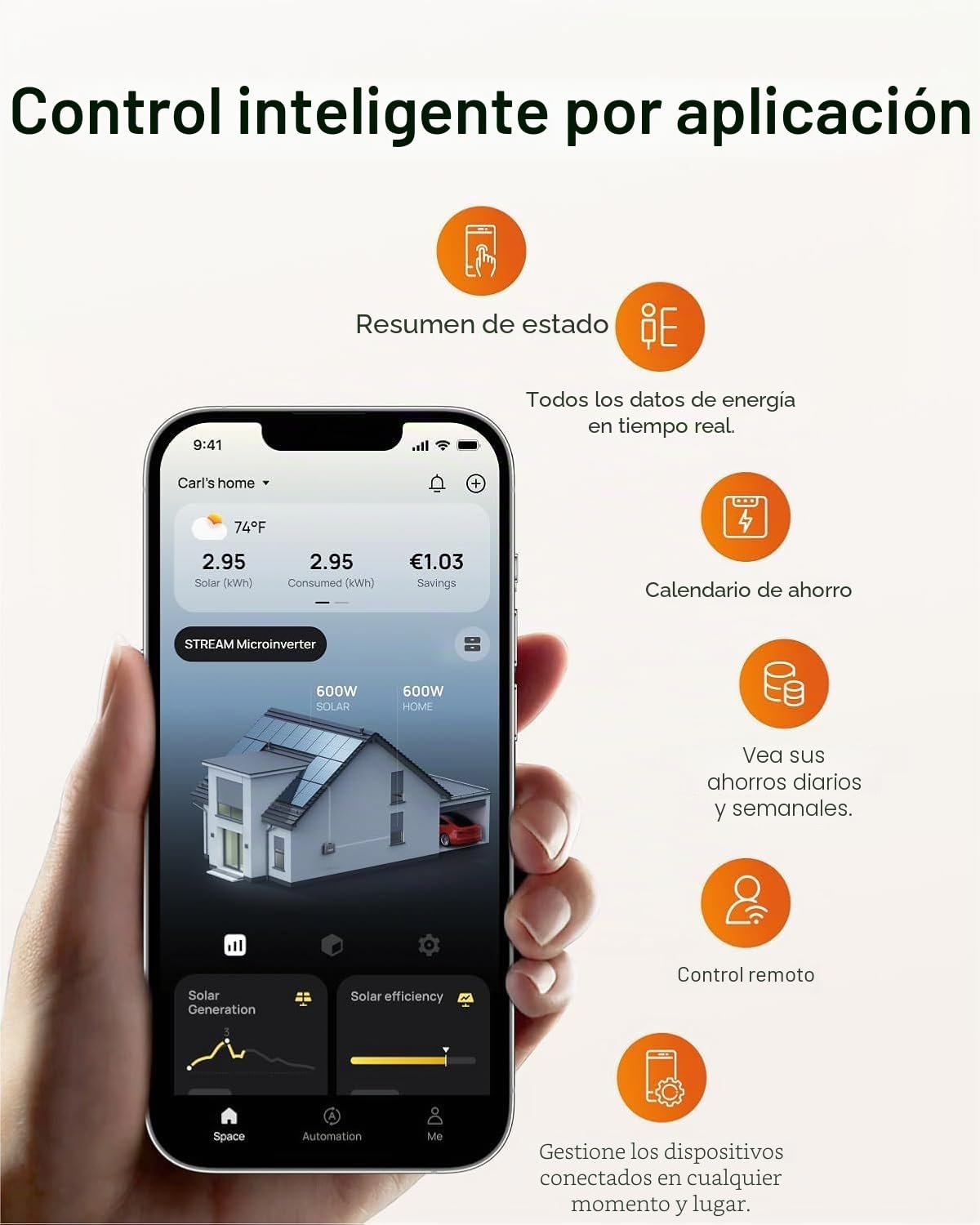 Solarway 880Wp / 800W Central Eléctrica Balcón Completo - Inverter EcoFlow Stream 800W - Sistema Solar Completo - Módulos Bifaciales Black 440W & EcoFlow & Accesorios