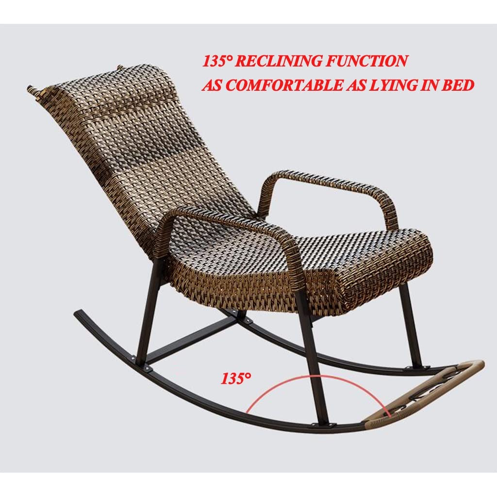 Sillas de ratán para Sala de Estar, Mecedora reclinable, sillón con Estructura de Acero con reposabrazos y reposapiés, sillas de Gravedad Cero, sillón Individual de Ocio para Dormitorio y of