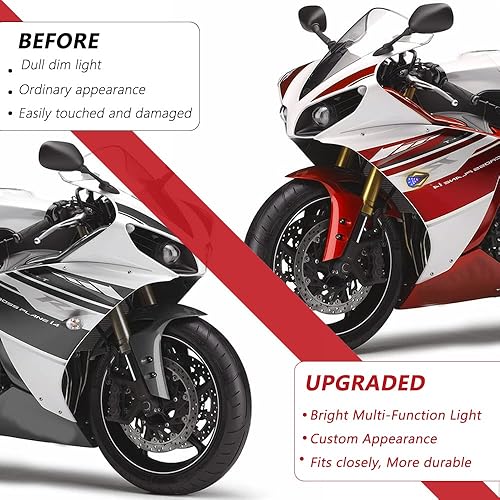 Miniatura 10 de Señales de giro de montaje empotrado para motocicleta, intermitentes secuenciales LED de 3 cables, compatibles con Yamaha YZF R1 R3 R6 R6S FJ 09 FZ