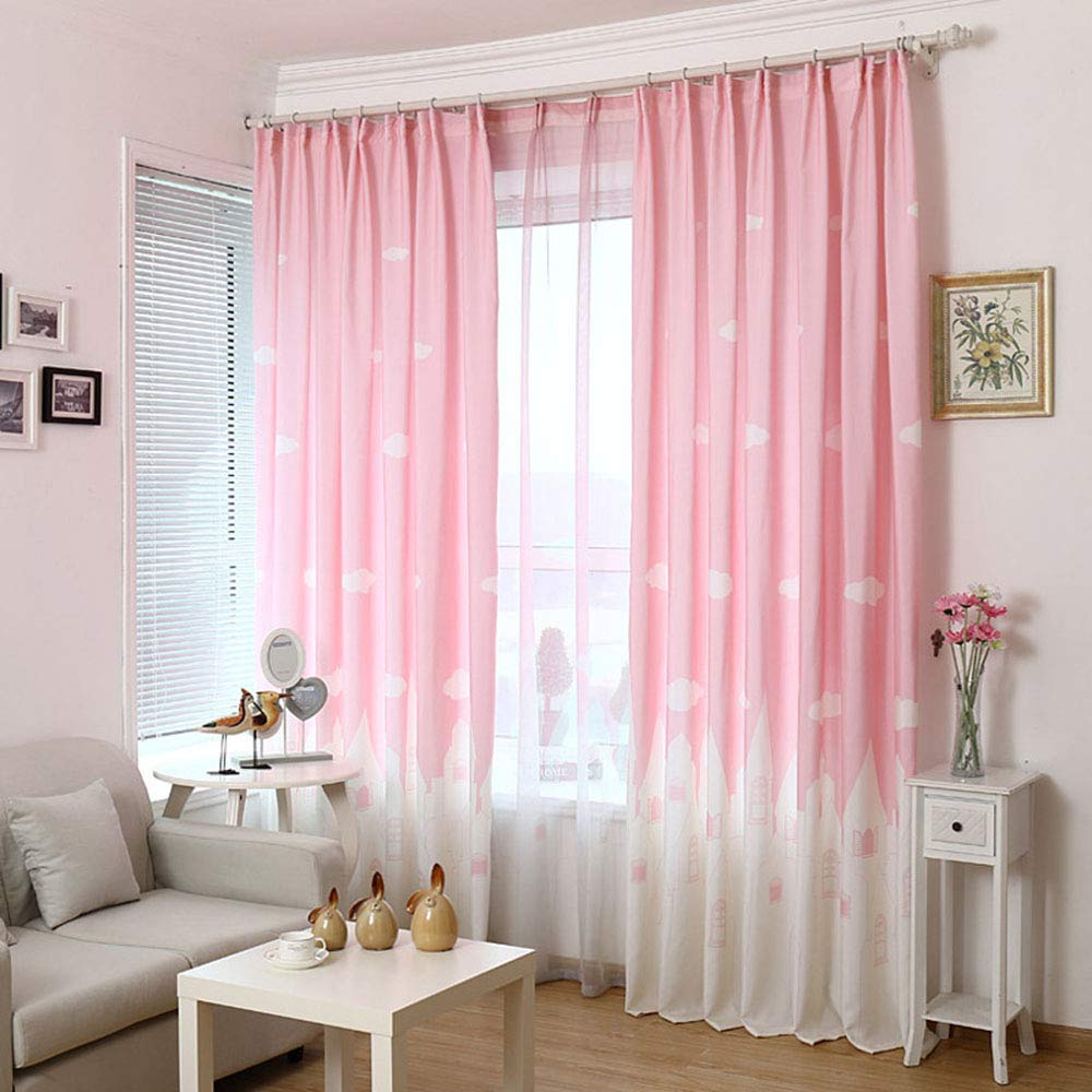 Princesse rideau pour le salon et drapes de fenêtre de blackout panneaux rose 200cm