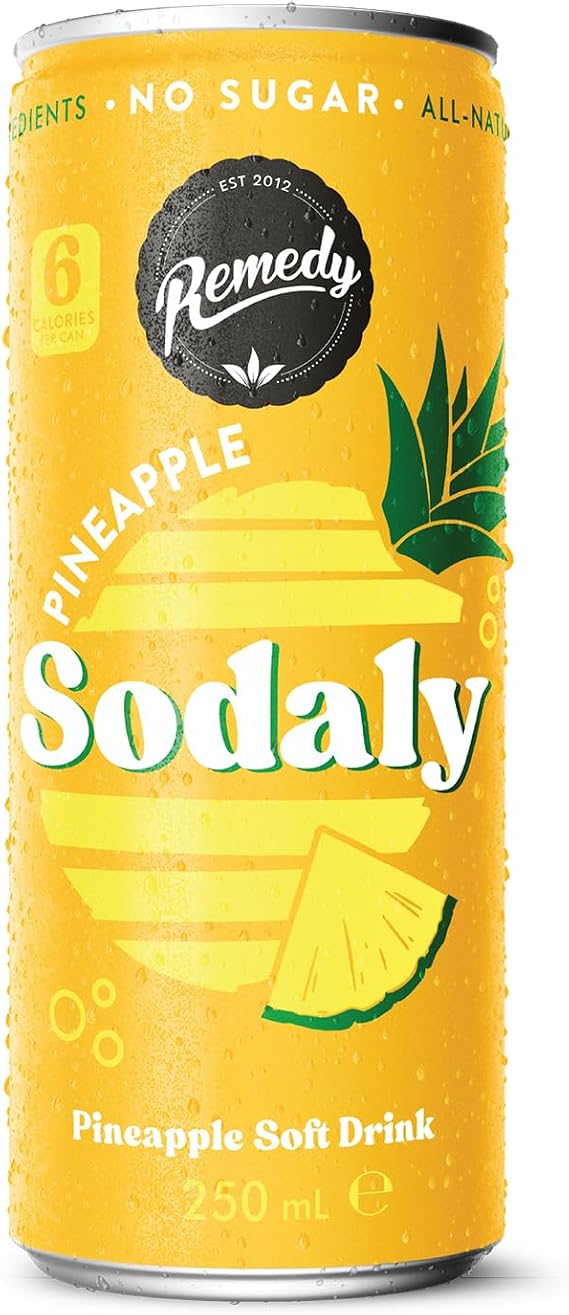 Remedy Sodaly Pineapple Soft Drink with Prebiotic ACV, 12 x 250ml Cans