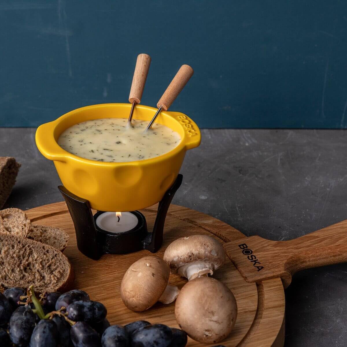 Boska Fondue-Set Mini Cheesy/Für Käsefondue und Soße / 300 ml/Spülmaschinenfester Fonduetopf