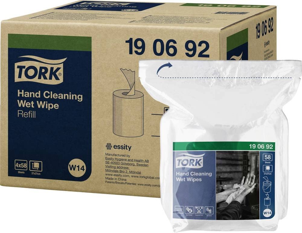 Tork 190692 wilgotne chusteczki do czyszczenia rąk, białe W14, chłonne, 4 × 58 ściereczek