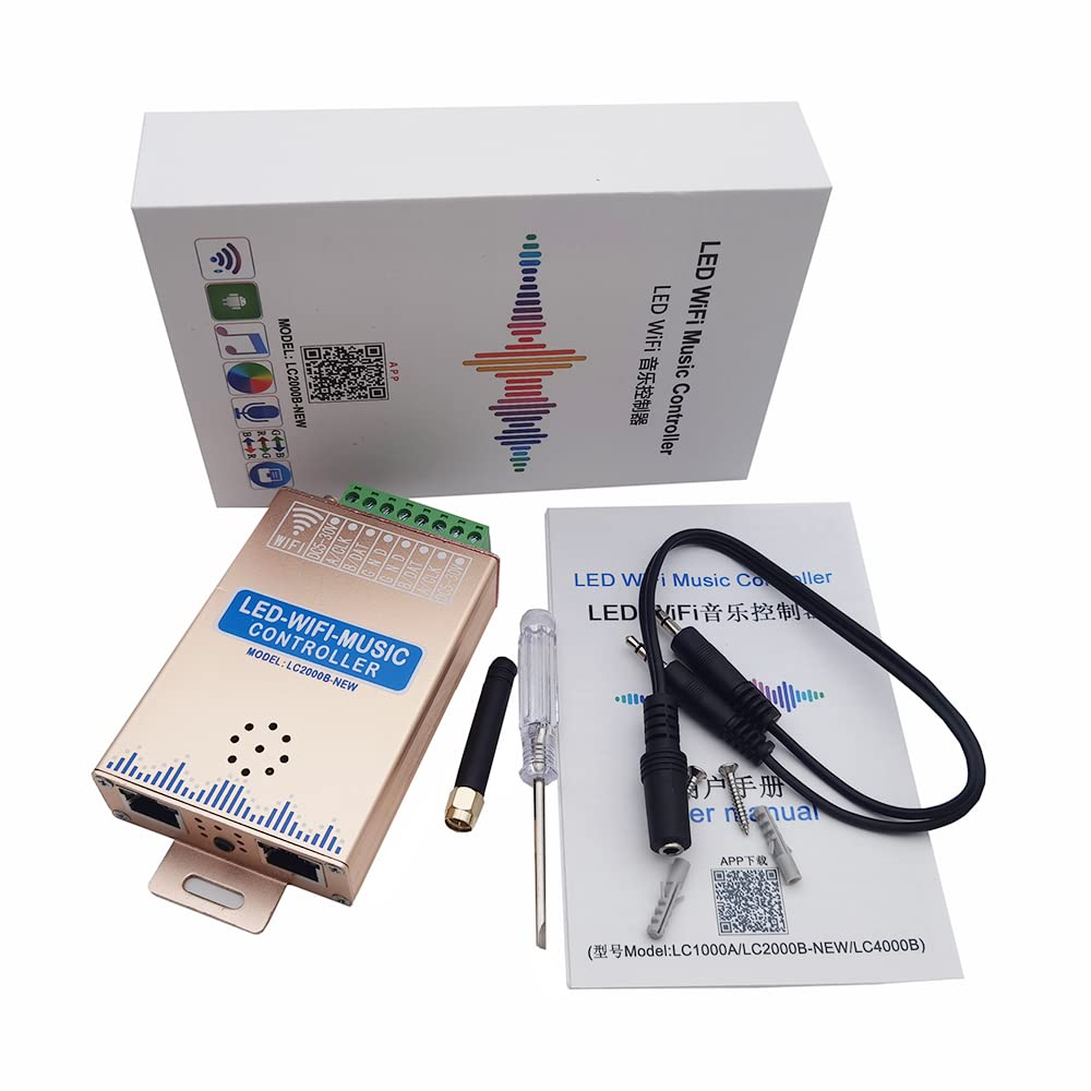 LC2000B WIFI SPI - Controlador de espectro de música RGB para WS2812B LED Digital Pixel Stripe 8-2048 píxeles LED con construido
