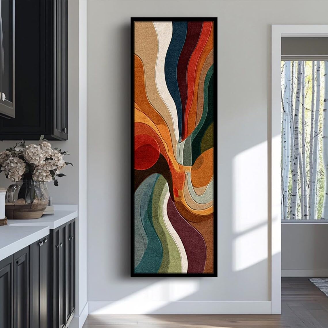 YUSUZHU Tall Thin Canvas wall art, Long Narrow Wall Art, Vertical Wall Art, Framed Canvas Art for Office,Halls or Rooms Painting(55x110cm/Frameless)
