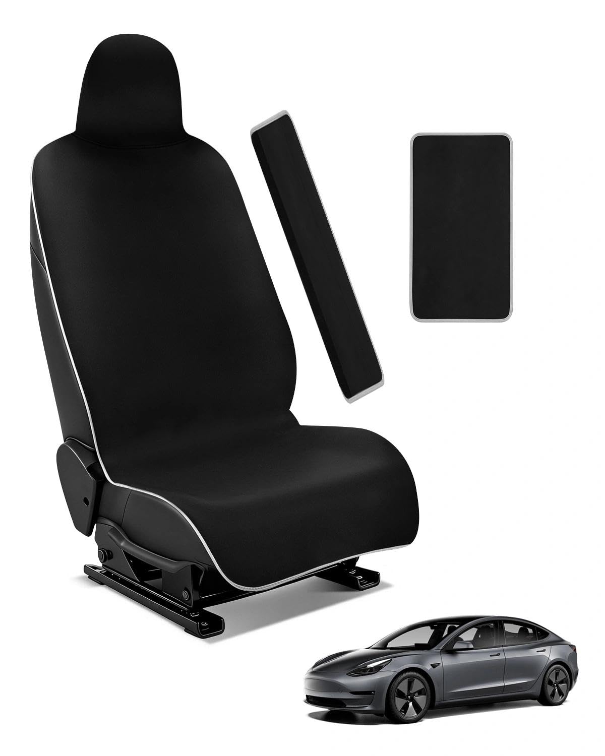 Coprisedile auto impermeabile neoprene Tesla Model Y/3 sedili anteriori antiscivolo nero