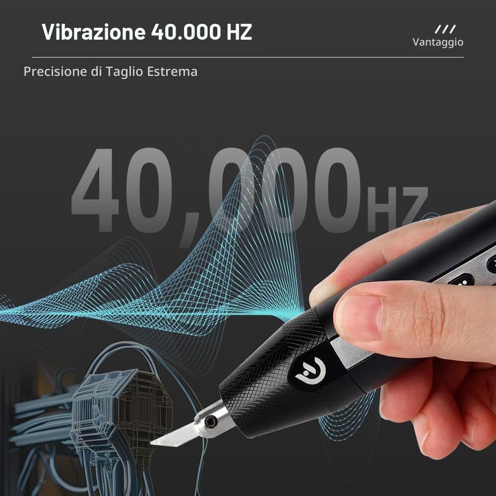 Hanboost C1 30W Ultrasonic Cutter Knife 40kHz Wireless Handheld Tool for 3D Print Deburring DIY Cutting with Replaceable Blade Tool for PLA/Resin/ABS with Replaceable Blades & LED Light