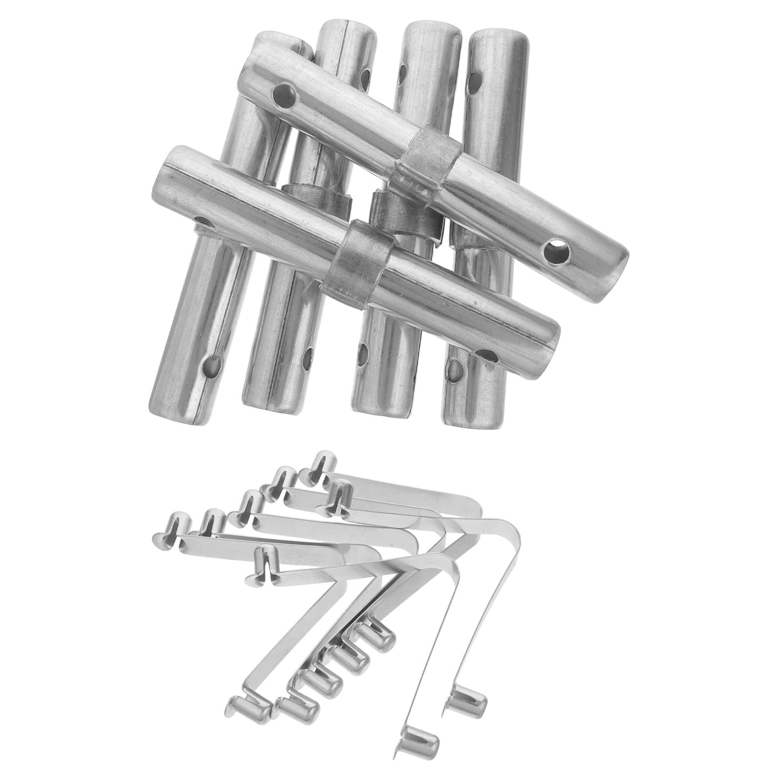 Barre de manchon pour échafaudage Anneome en acier argenté avec colliers et ressorts x12