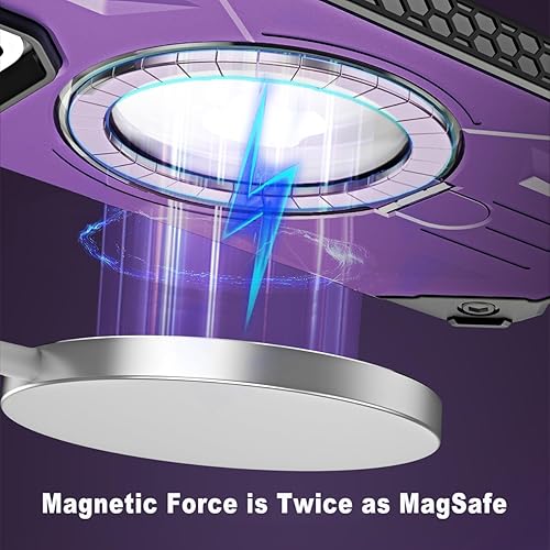 Miniatura 3 de WATEFULL Funda MagSafe compatible con iPhone 14 Pro Max, soporte magnético plegable invisible, con anillo magnético, brillante de doble capa