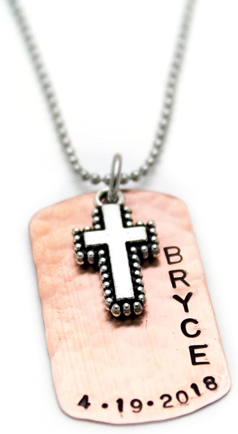 Personalized Cross Necklace for Boys - Communion Gifts - Confirmation - Baptism Gift - Custom for Young Man