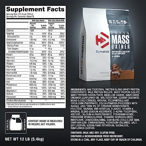 image for Dymatize Super Mass Gainer Protein Powder, Rich Chocolate, 52g Protein