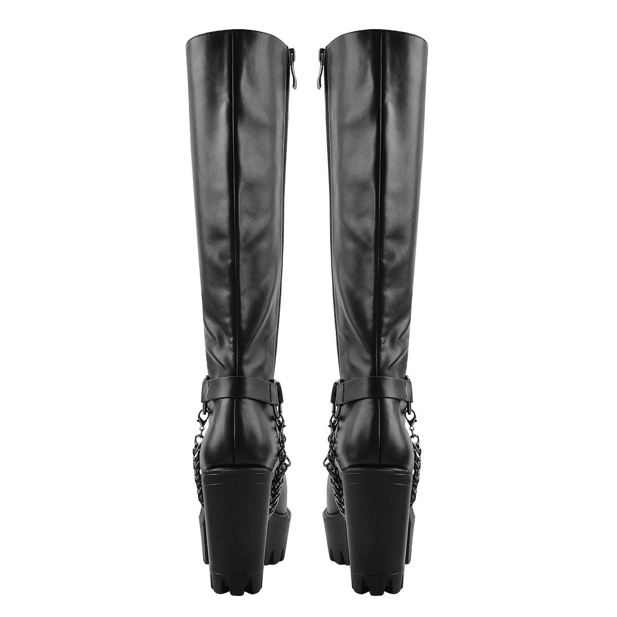 Only maker Damen Langschaft Stiefel Plateau Schuhe Cool Schwarz