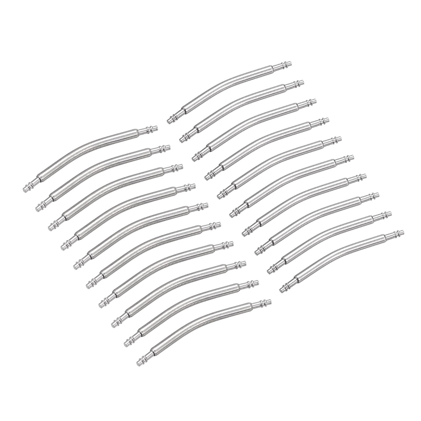uxcell 20mm 21mm Curved Spring Bar Pins 1.5mm Dia Stainless Steel Double Flanged End Watch Band Link Pin 20pcs