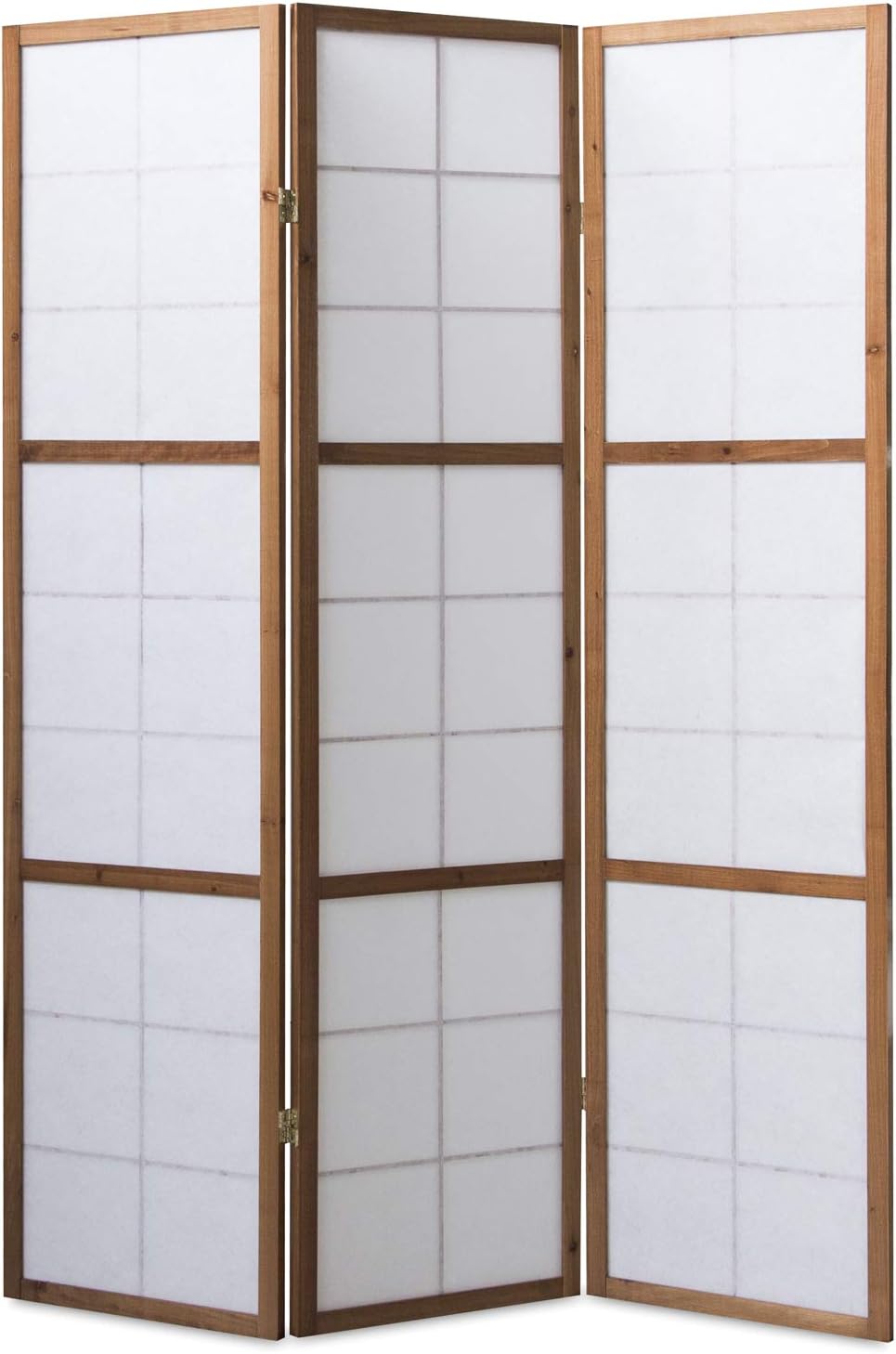 Paravent japonais Shoji en bois brun 3 pans 132 x 175 cm
