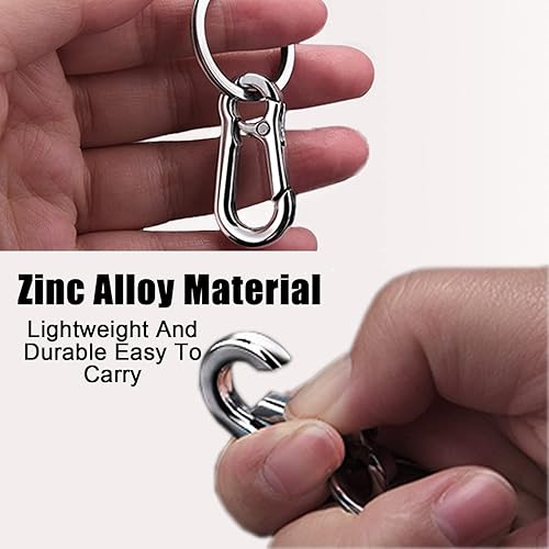 Miniatura 7 de TULOBI 4 llaveros de metal con mosquetón para llaves organizador de cadena para coche y buscador de llaves plateado