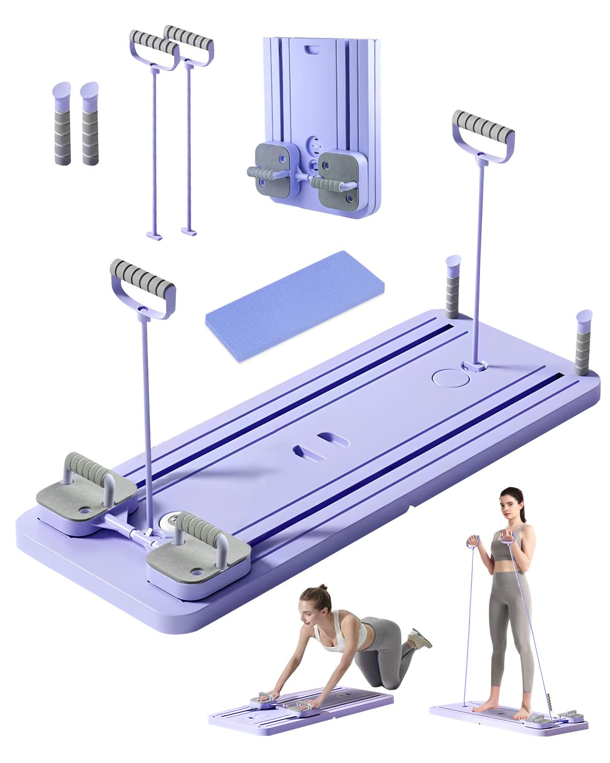 Pilates Reformer Set, Multifunktionaler Ganzkörper-Trainer mit LED-Zähler, Automatischer Rückprallrolle, Faltbares Pilates-Brett für Kernkraft und Bauchmuskeltraining für Männer und Frauen