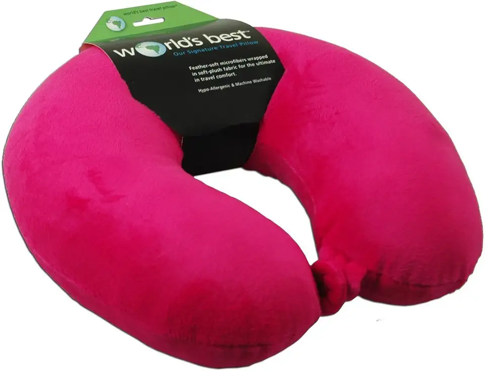 World's Best Travesseiro de pescoço de microfibra macia, rosa