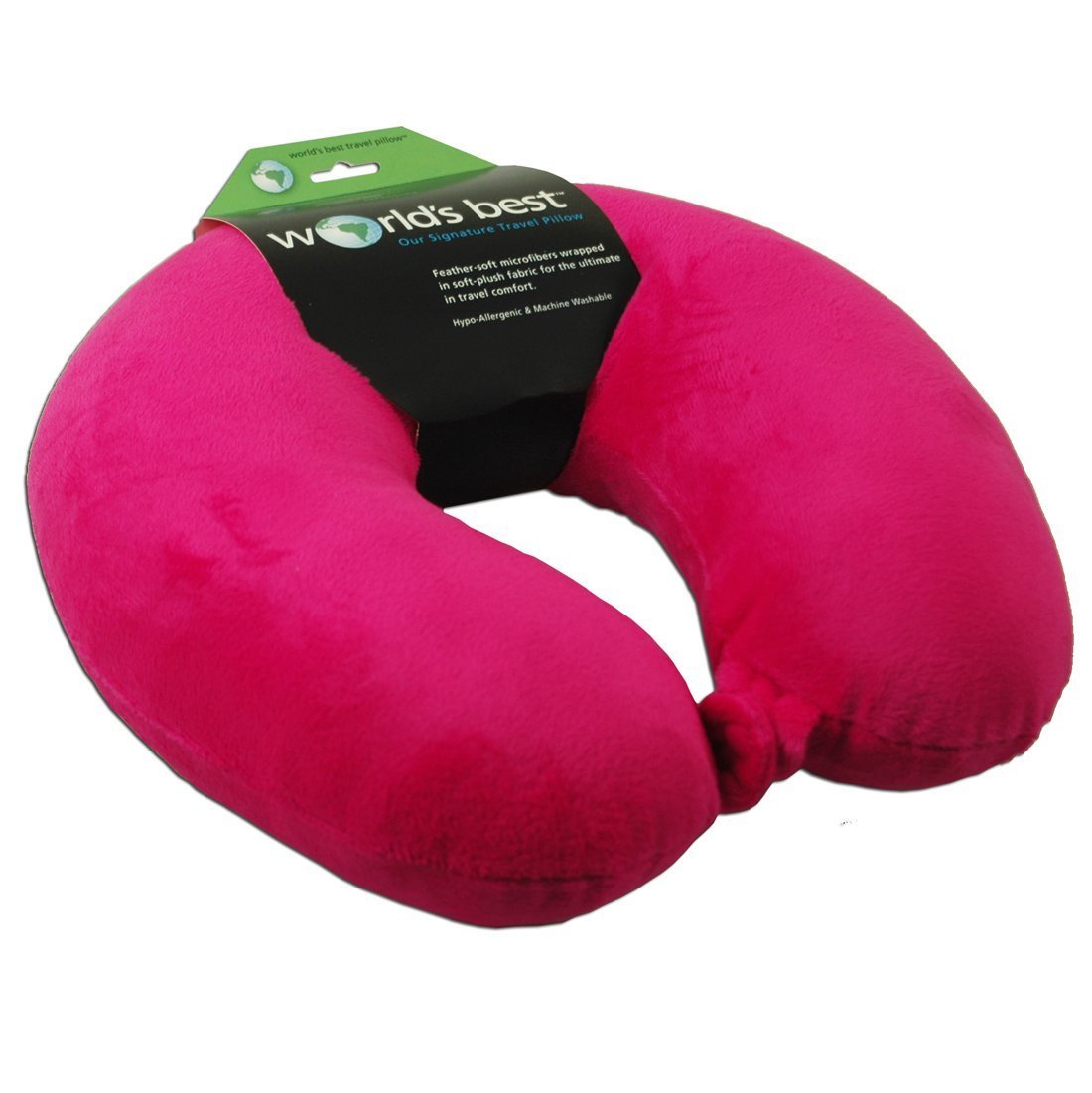 Wolf Essentials Adult Cozy Soft Microfiber Neck Pillow for Travel – Compact, Machine Washable - Perfect for Airplane, Car, or Home Use - Filled and Finished in The USA – Pink