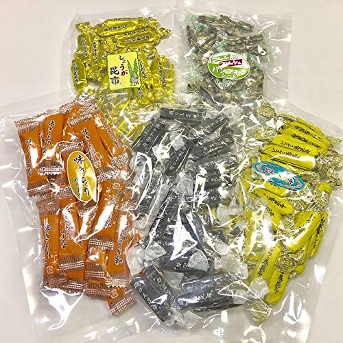 《昆布珍味5点セット》 磯の木昆布100g+とろろ巻き昆布100g+味きらりゆず昆布90g+しょうが昆布75g+パンプキンシード100g