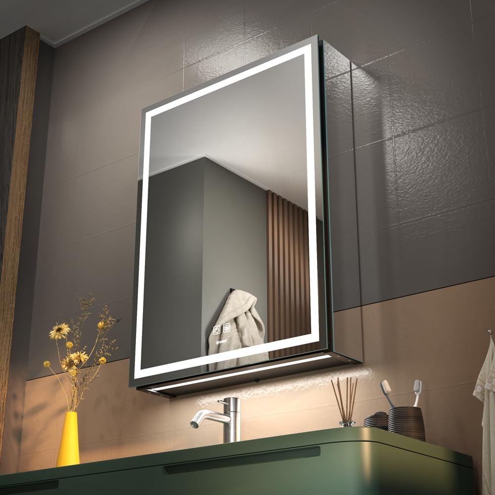 GANPE LED Lighted Bathroom Medicine Mirror with