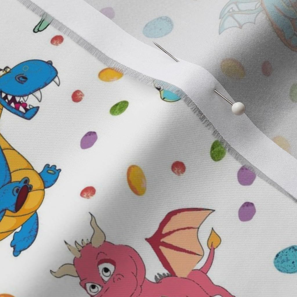 Spoonflower Fabric - Dragon, Purple, Pink, Green, Kids, Whimsical, Magical, Nursery, Printed on Organic Cotton Sateen Fabric by The Yard - Sewing Quilting Apparel Home Decor