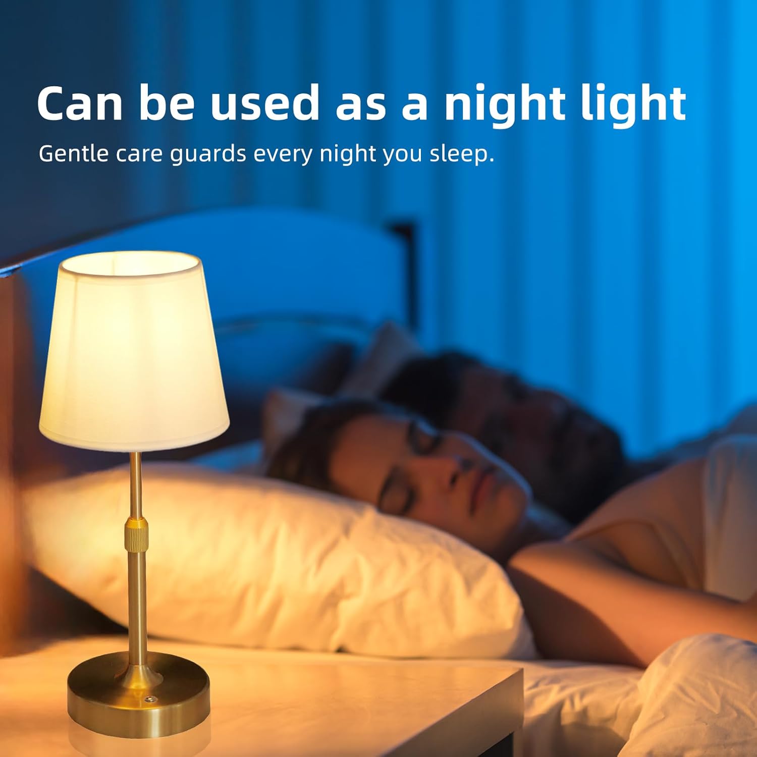 USB Rechargebale Lamp for Bedroom,Adjustable Desk Lamps,Reading Night Lights,Metal Round Line Fabric Table Lamp for Living Room (Gold)