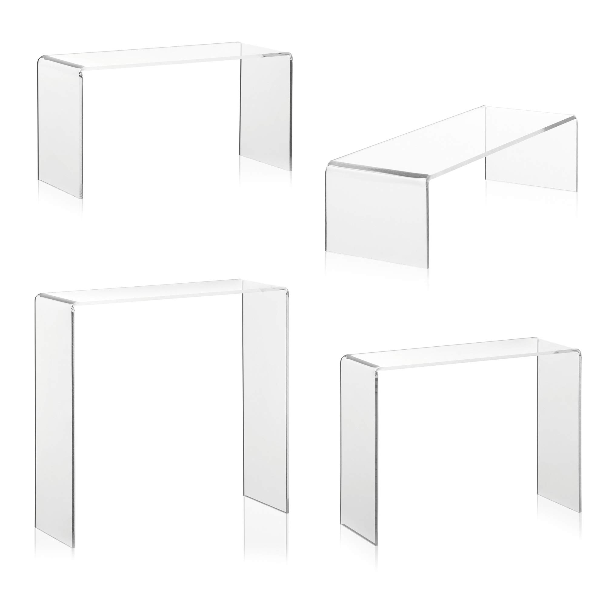 Juego de soportes como soporte decorativo, expositor de venta, para zapatos, cosméticos, coleccionables de plexiglás original en cuatro alturas diferentes